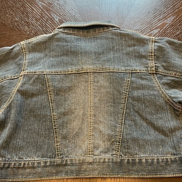 No Fuze USA Vintage Early 2000’s Womans Denim Crop Top Jacket With Glitter Sz M - Picture 2 of 7